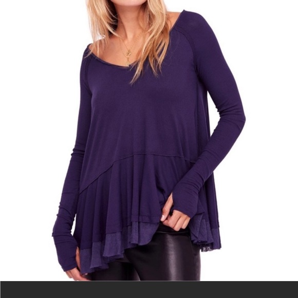 Free People Tops - We The Free Free People "Tangerine" Purple Long Sleeve Shirt Size Small